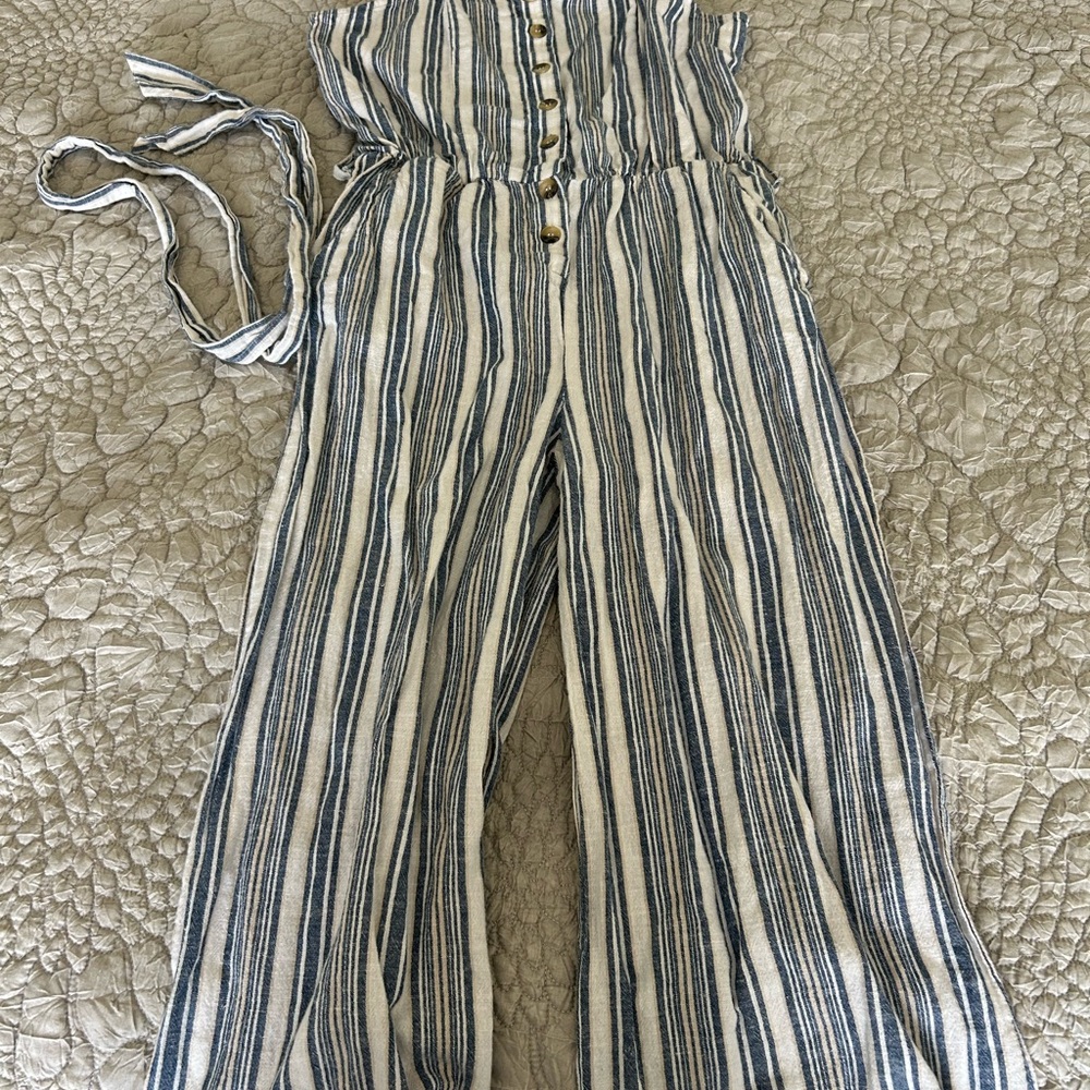 Striped Blue and White Jumpsuit